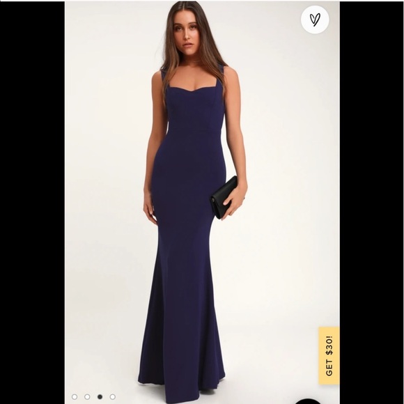 LULU’S Dark Blue Party Dress - Picture 2 of 5